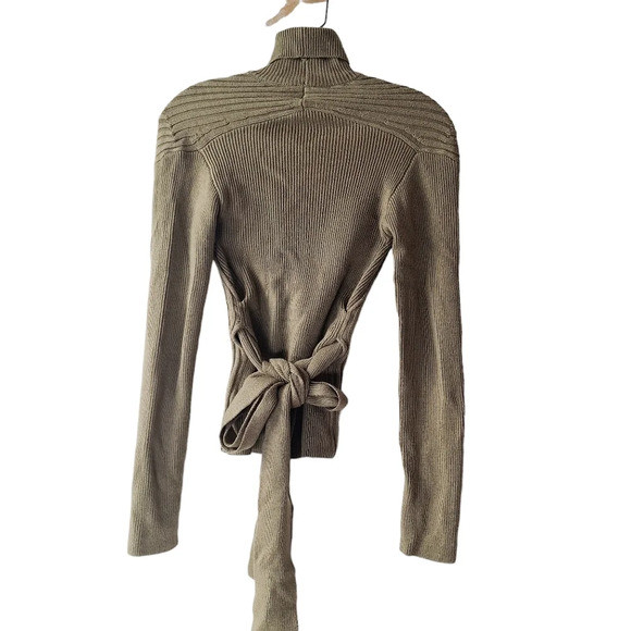 NWT Dion Lee Size XS/2 Warm Khaki Cable Cut-Out Back Tie Turtleneck Sweater - Picture 5 of 16